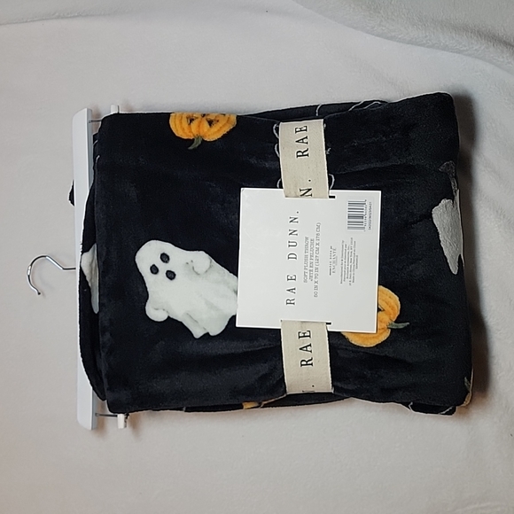 Rae Dunn Other - Rae Dunn BOO! Soft Plush Throw Blanket Black 50 X 70'' Halloween Pumpkins Ghosts